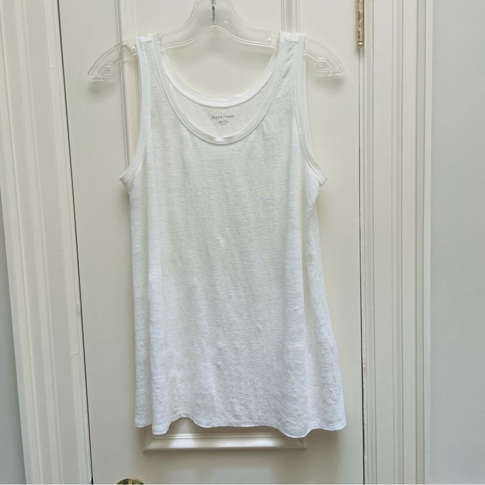 EILEEN FISHER Organic Linen Jersey Tank Top White Size S - Picture 2 of 7
